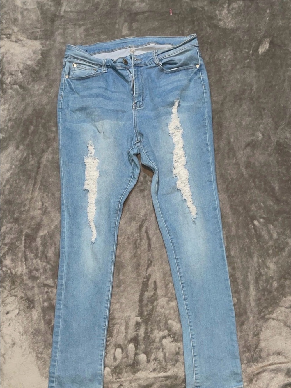 Light Blue Distressed Skinny Jeans for Women